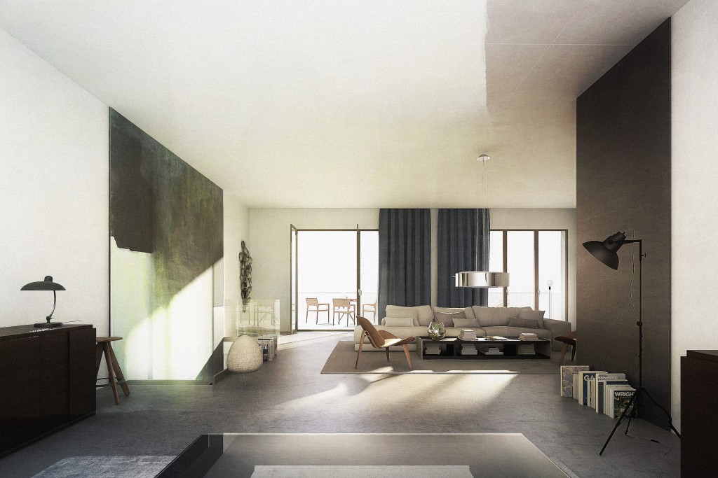 Eine moderne Wohnung im Sonnenlicht